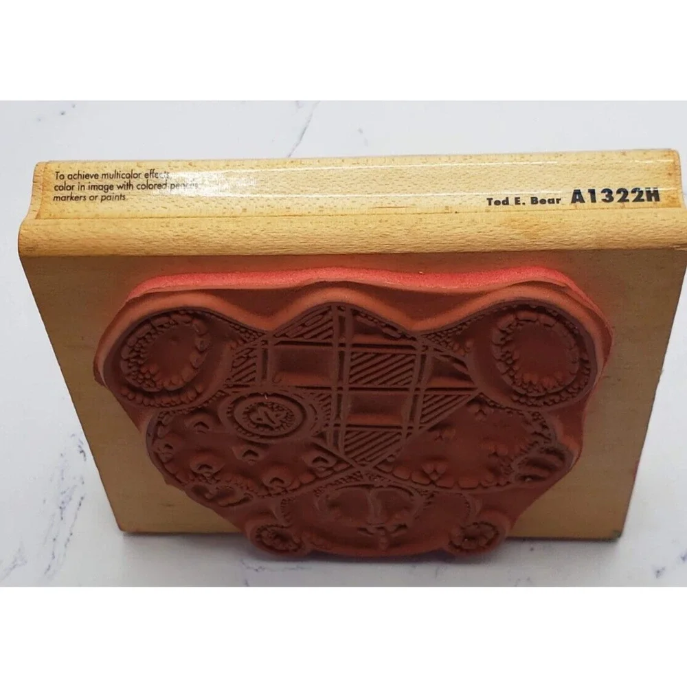Ted E Bear Quilt Heart Buttons Stuffed Teddy Bear Rubber Stampede Rubber Stamp